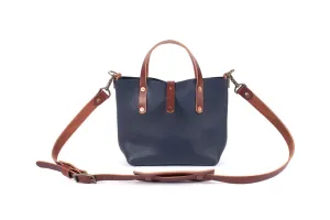 AVERY LEATHER TOTE BAG - MINI CROSSBODY - NAVY