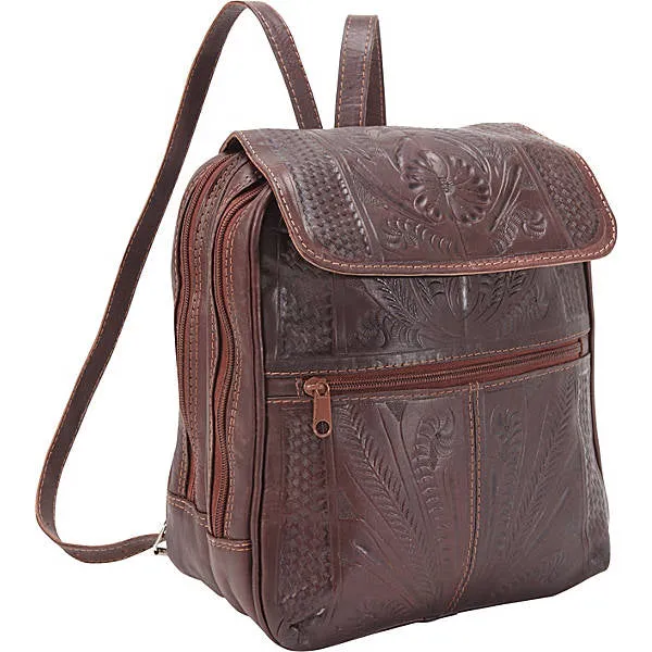 Backpack-Purse, Hand Tooled Leather, Multi Colors, 382-L