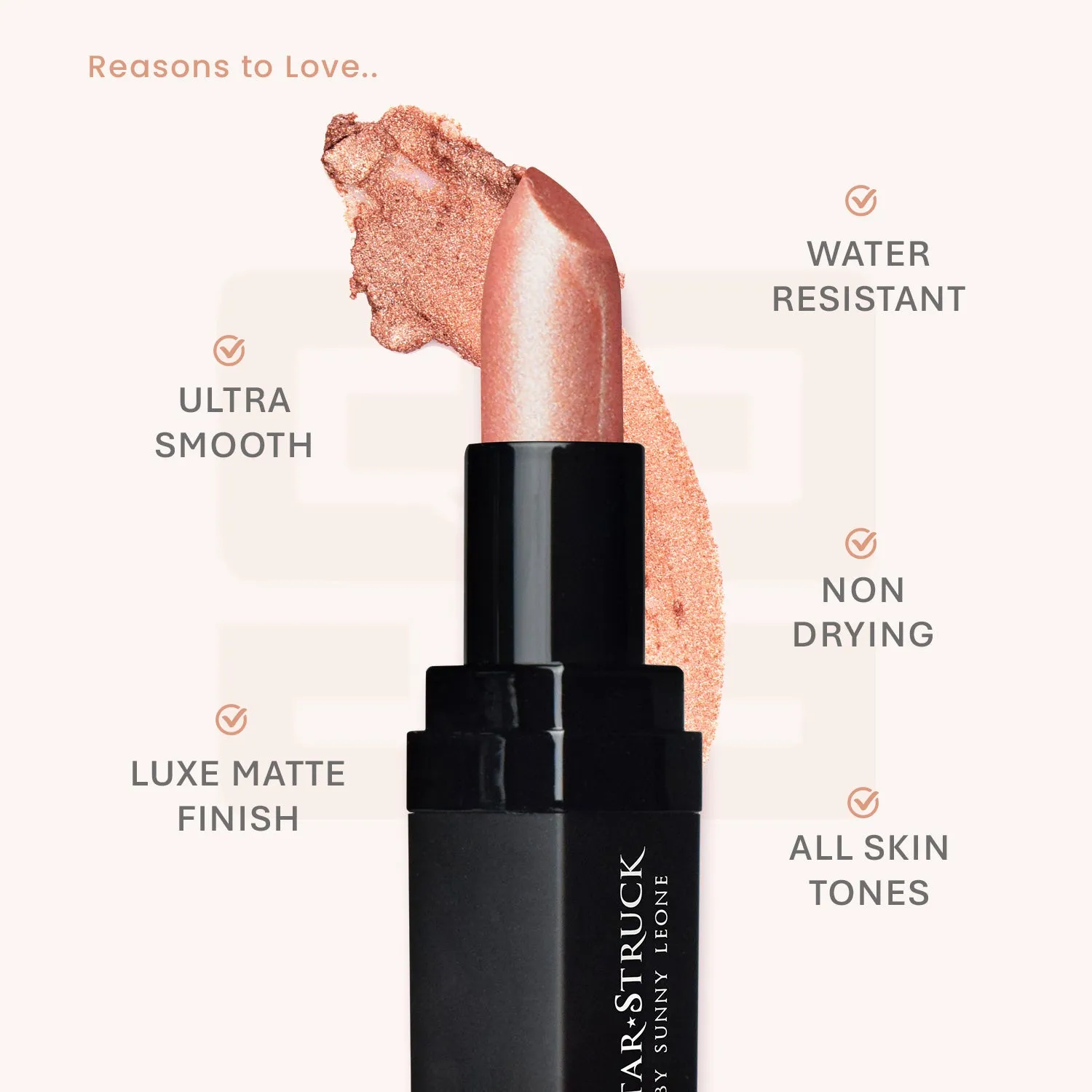 Champagne Sparkle - Shimmer Lipstick - Nude, Metallic Lipsticks | 4.2gms