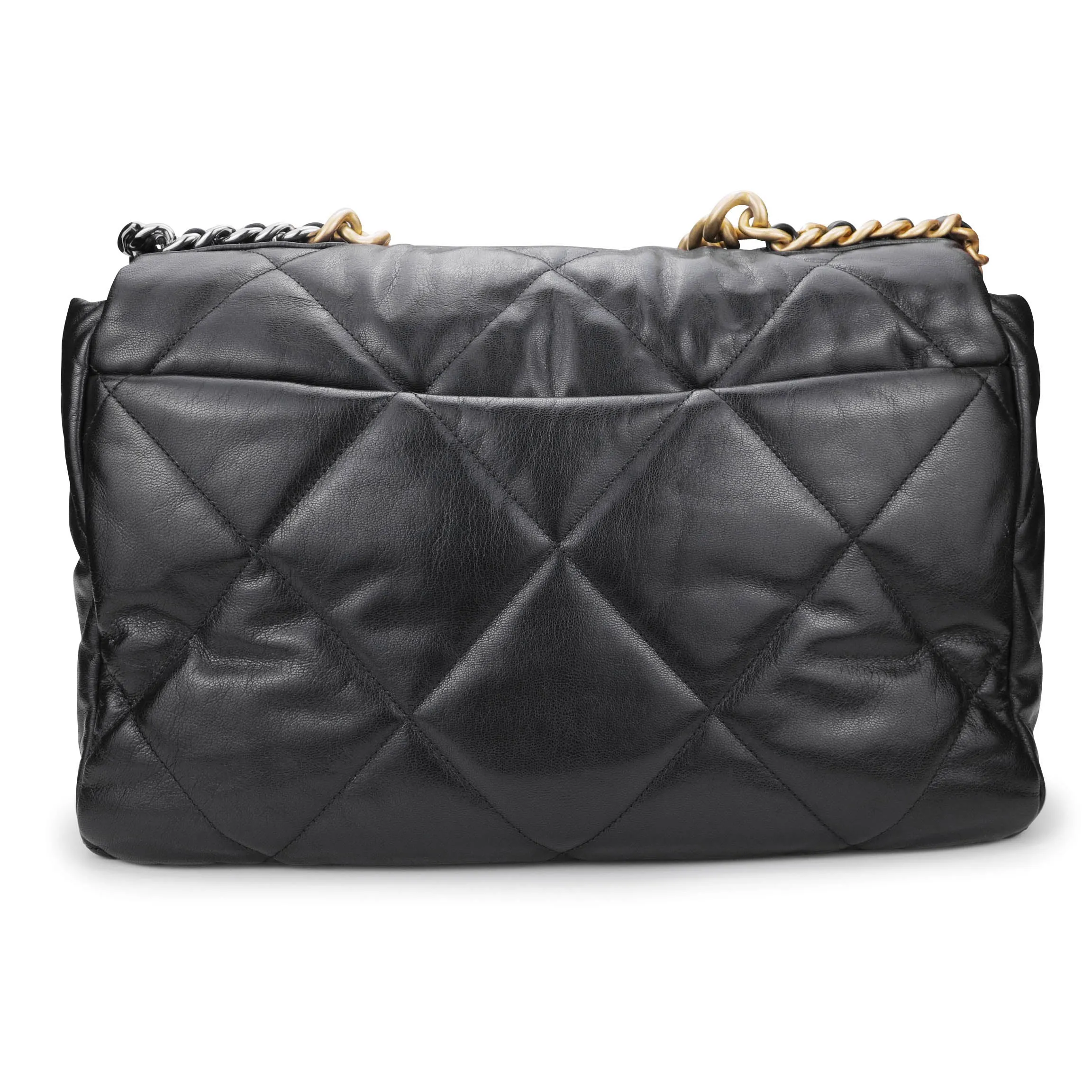 CHANEL 19 Maxi Flap Bag in Black Goatskin