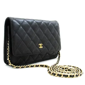 CHANEL Caviar Wallet On Chain WOC Black Shoulder Bag Crossbody n58