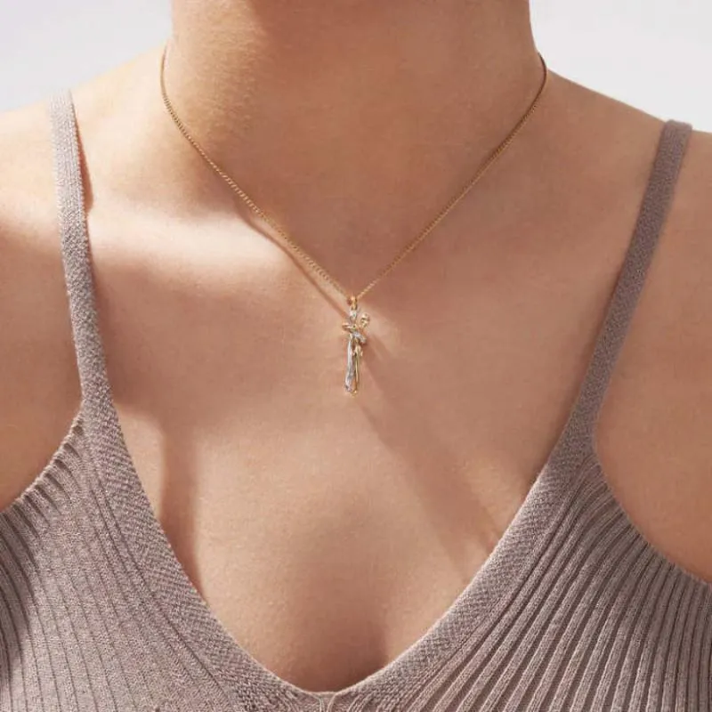Dual Tone Intertwined Unity Pendant Necklace