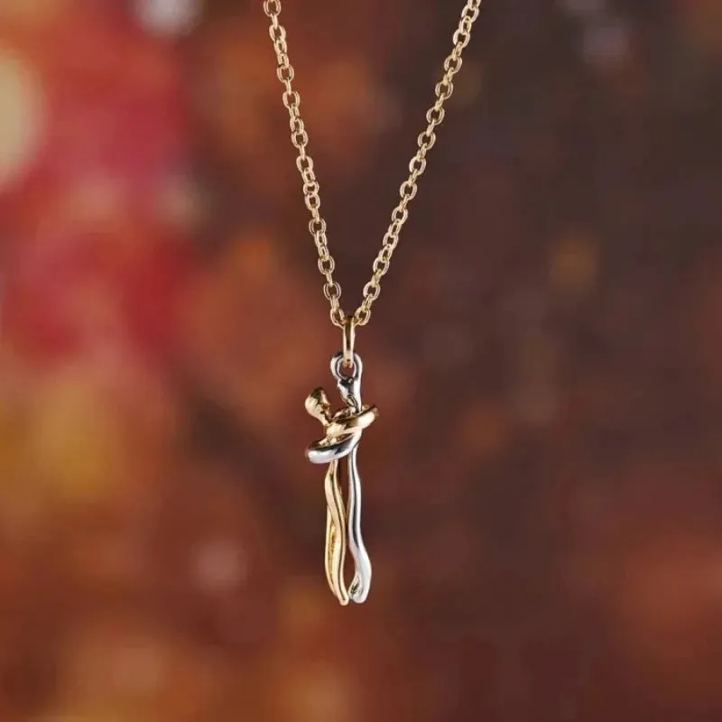 Dual Tone Intertwined Unity Pendant Necklace