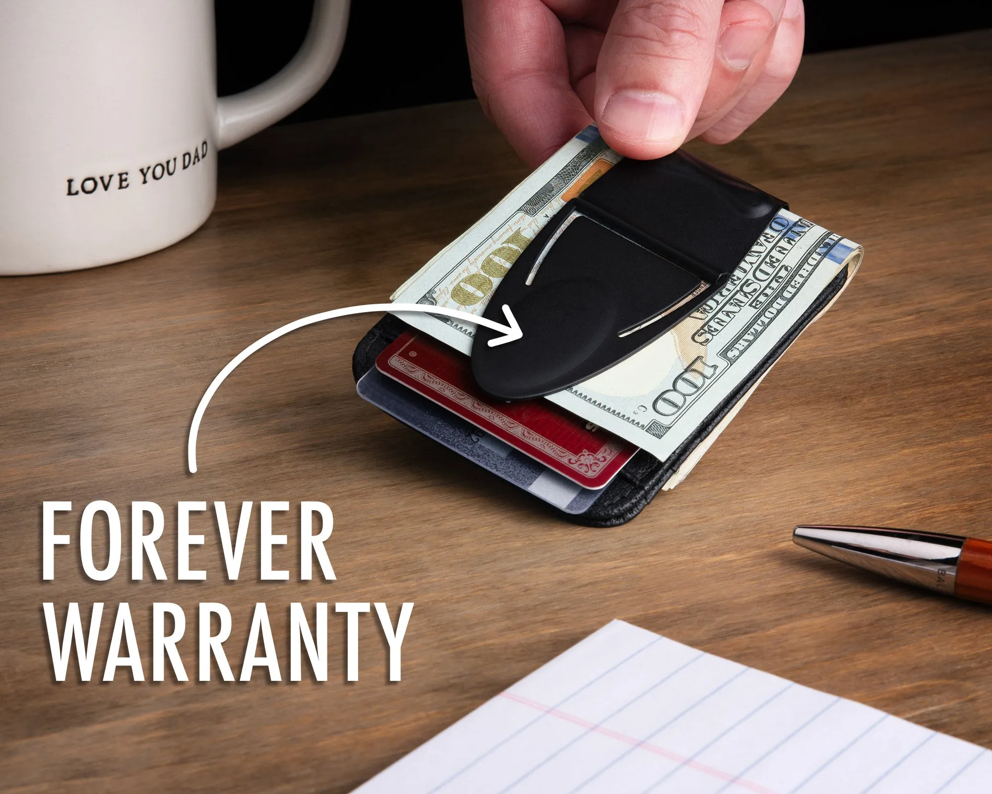 Geneva Black Matte MoneyClamp® with Wallet