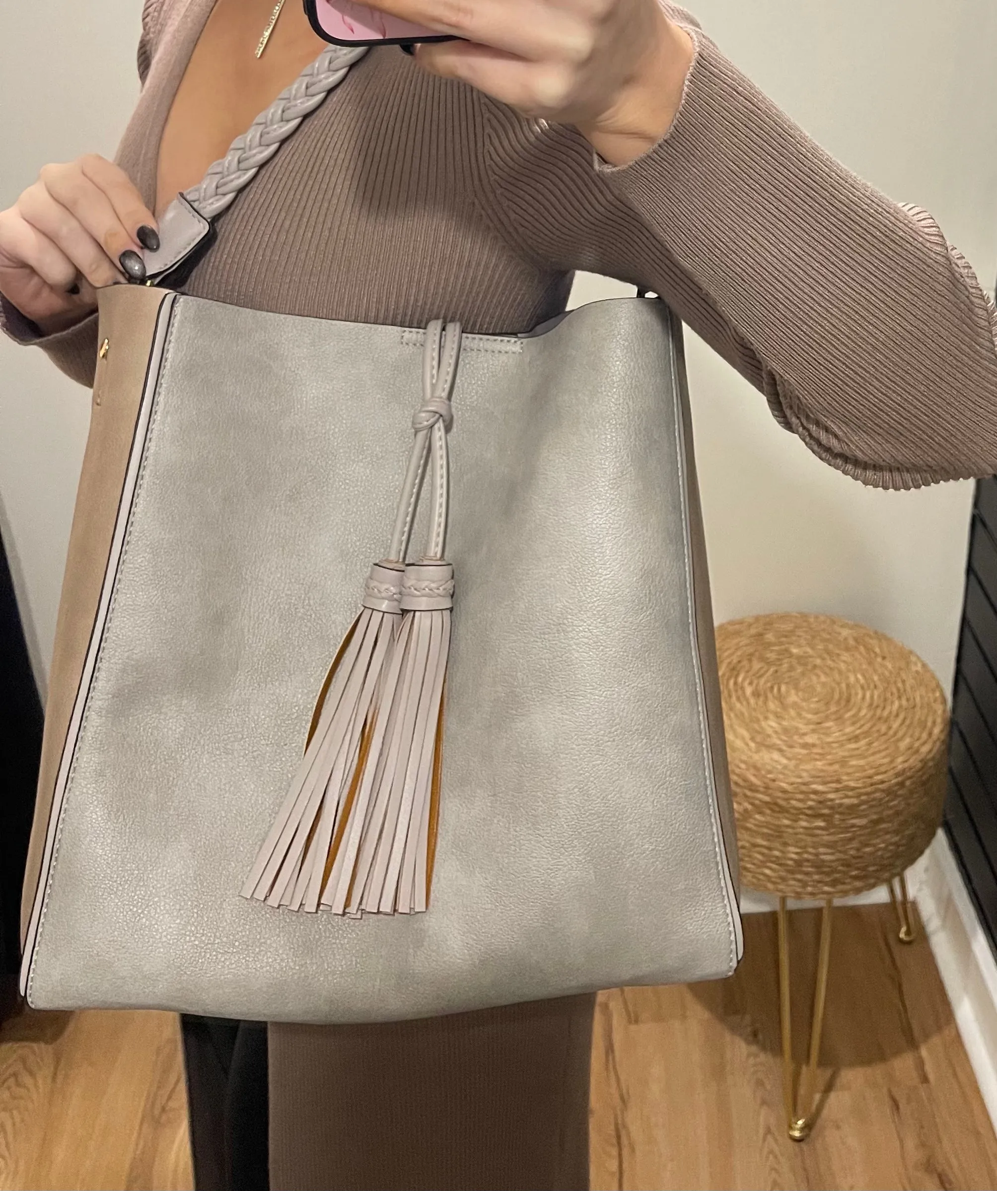 Grey/Beige Contrast Tote