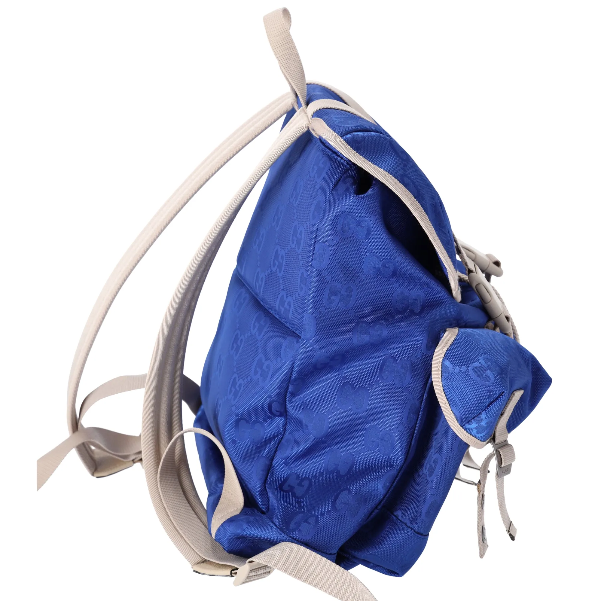 GUCCI Off The Grid Backpack 626160 Blue Beige Nylon Jacquard Leather
