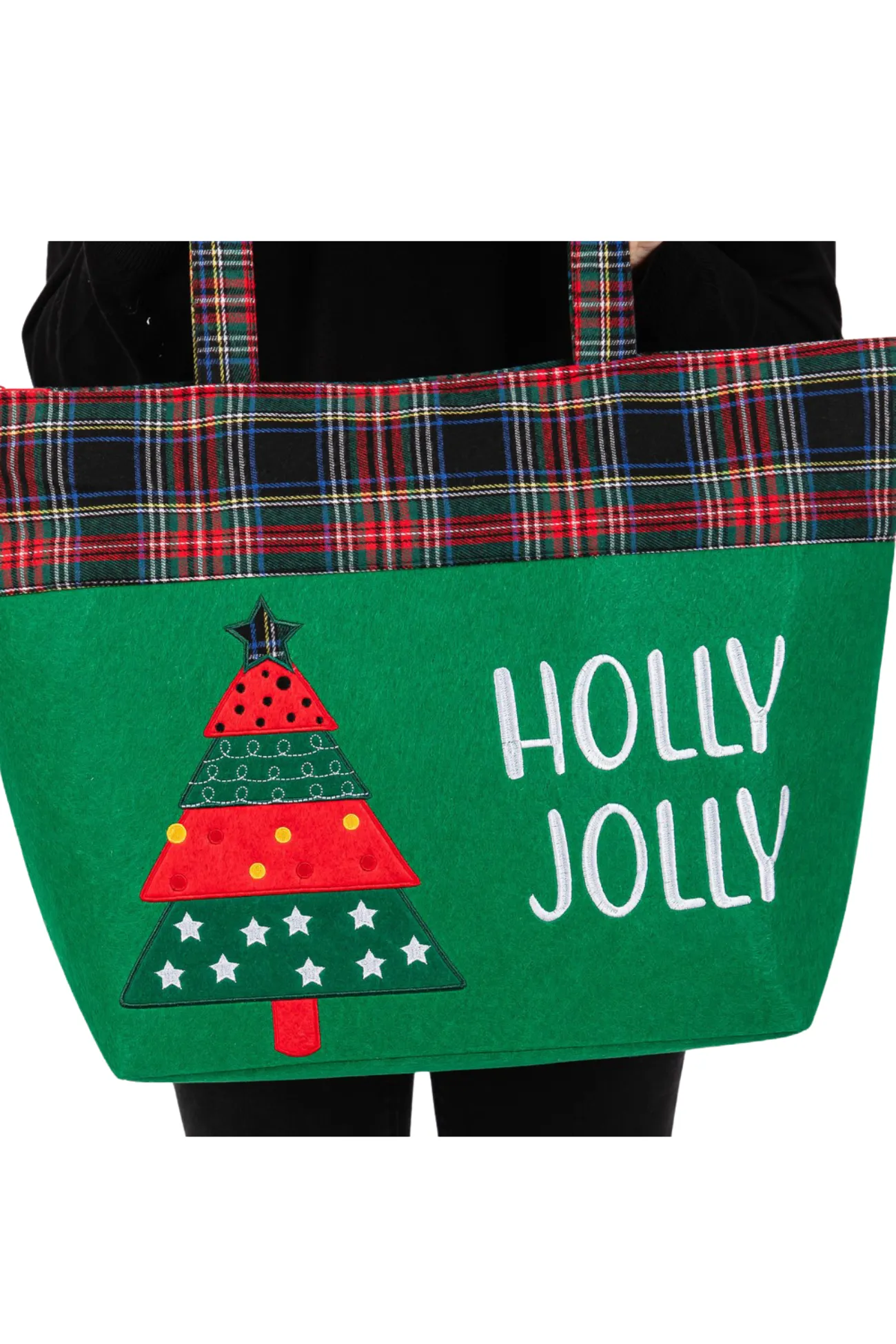 Holly Jolly Letter Christmas Tree Tote Bag
