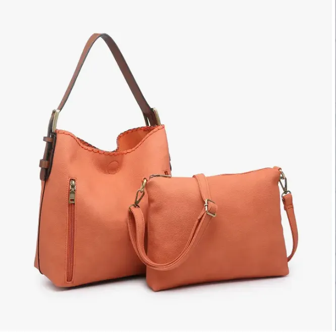 Jen & Co Alexa 2 in 1 Hobo Bag in Burnt Coral