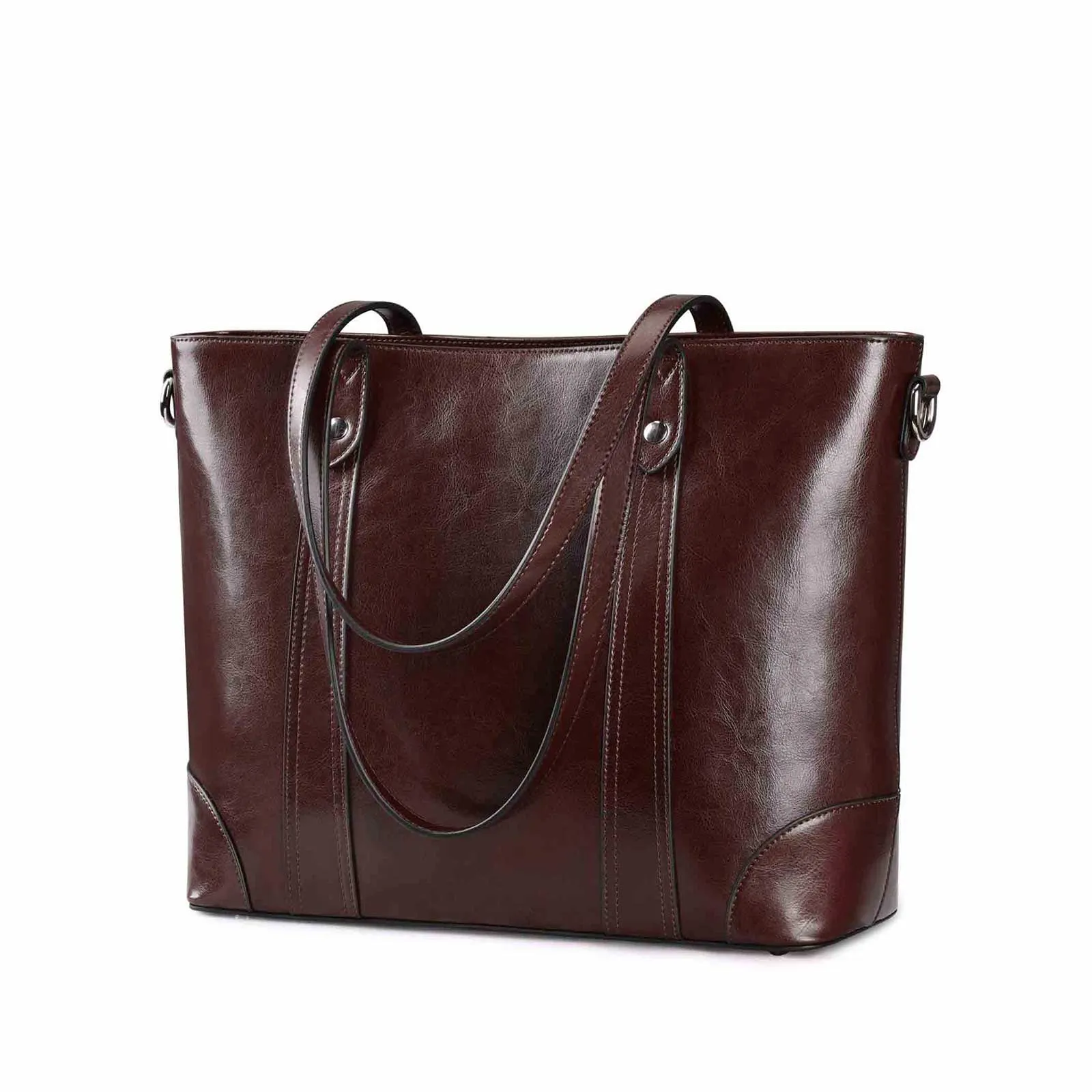 Leather Laptop Tote Handbag for Women
