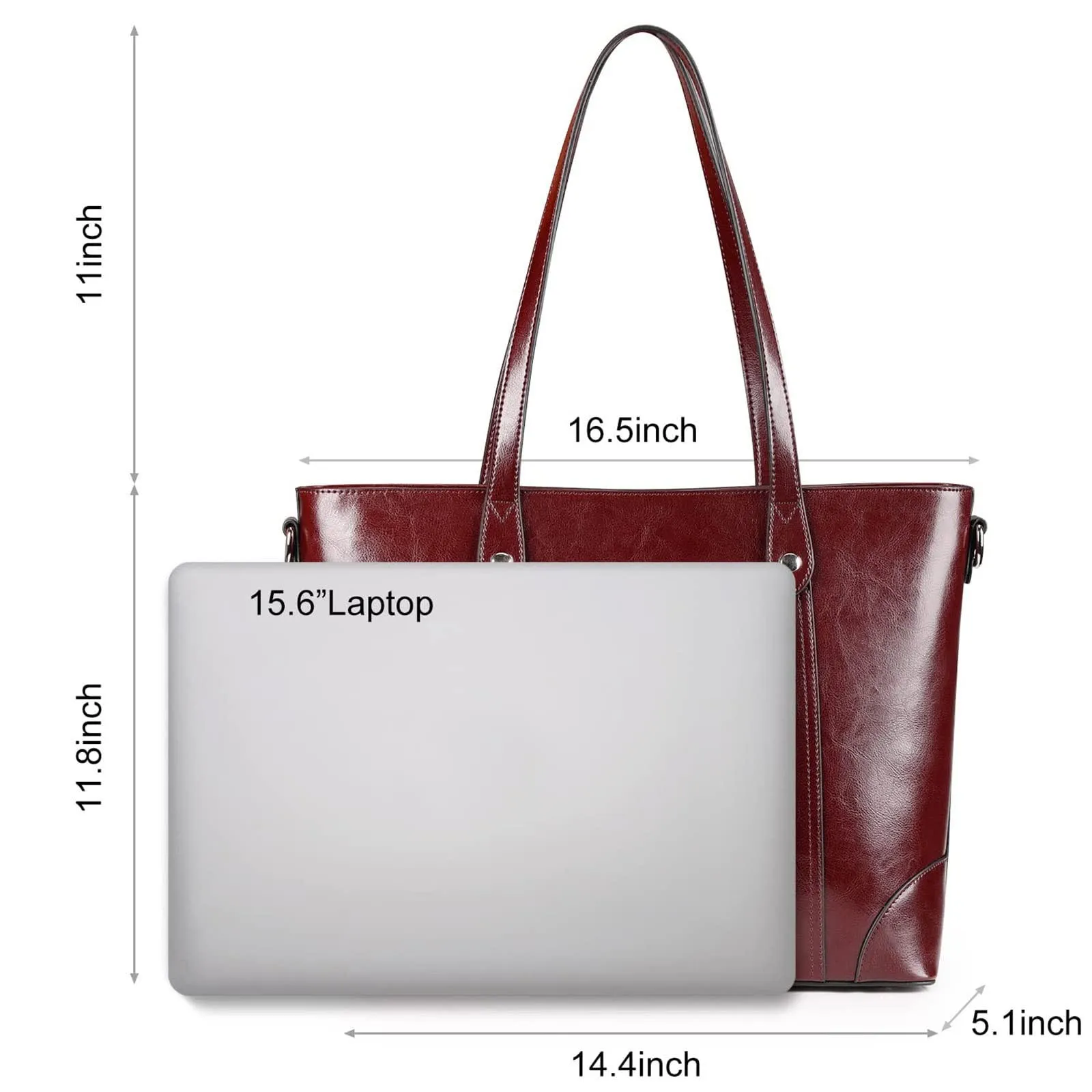 Leather Laptop Tote Handbag for Women