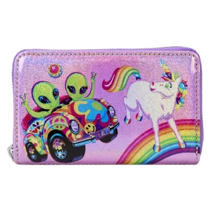 Loungefly Lisa Frank Holographic Glitter Color Block Zip Around Wallet