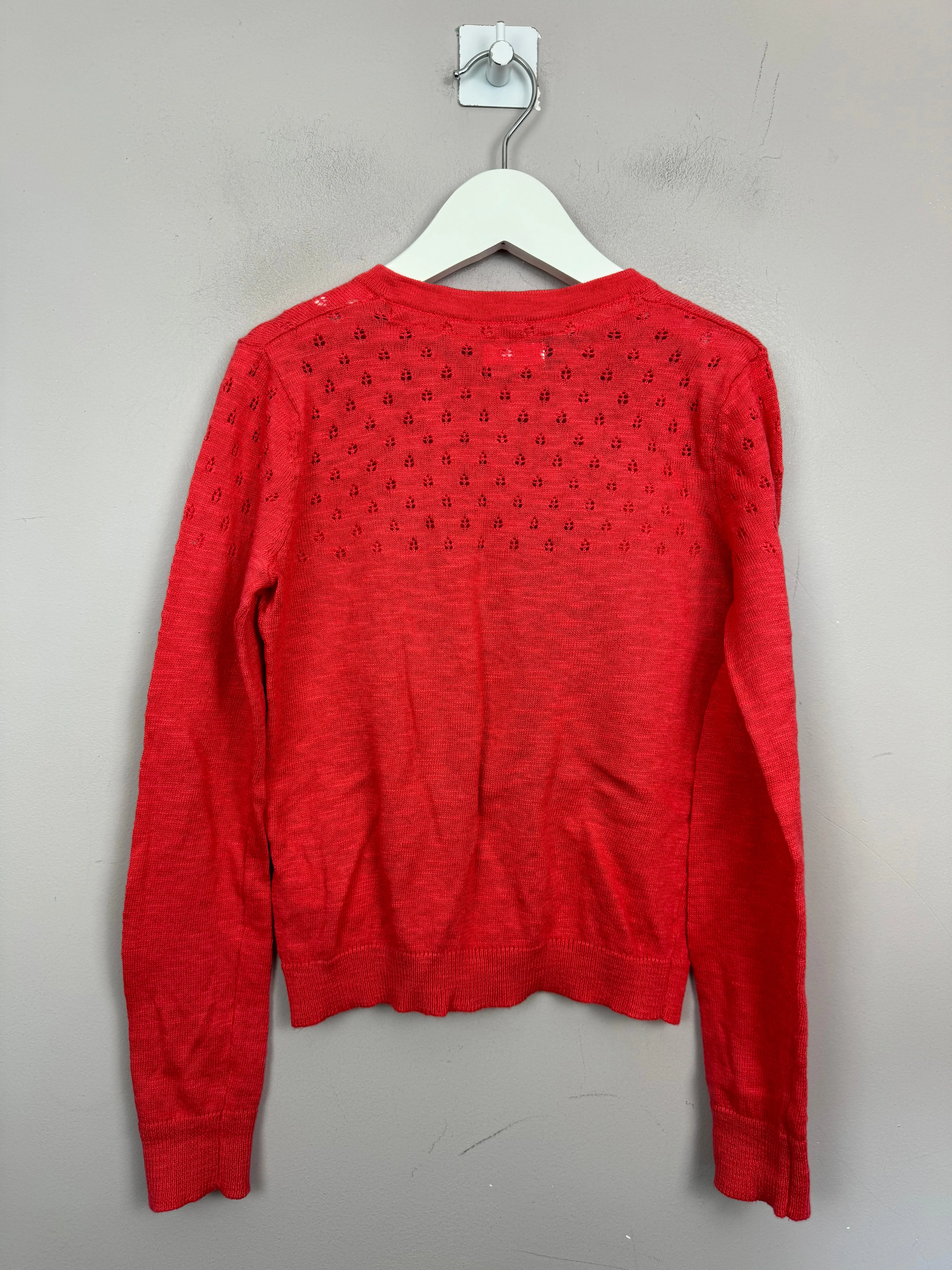 Next red pointelle cardigan 8y