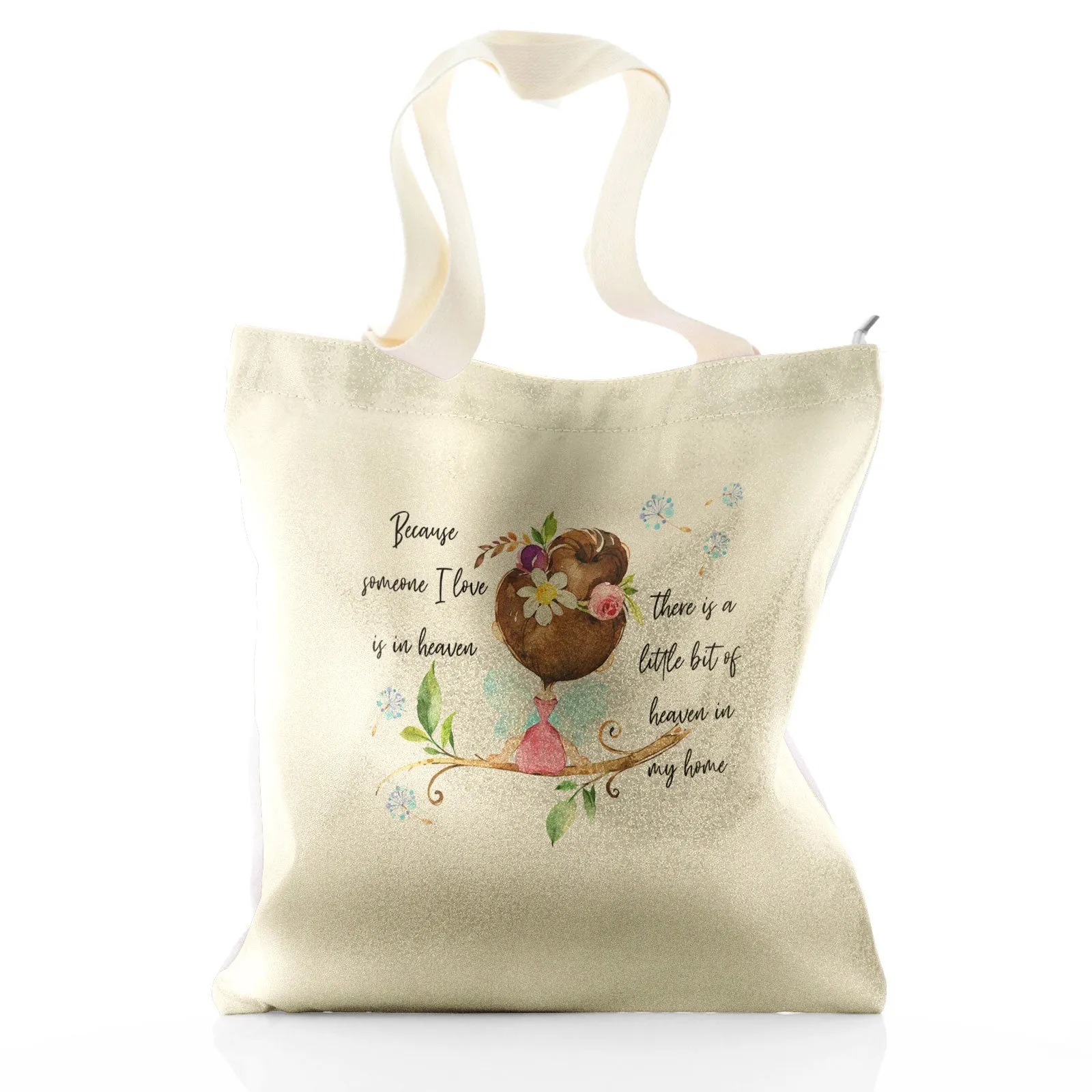 Personalised Glitter Tote Bag with Heaven Love Message