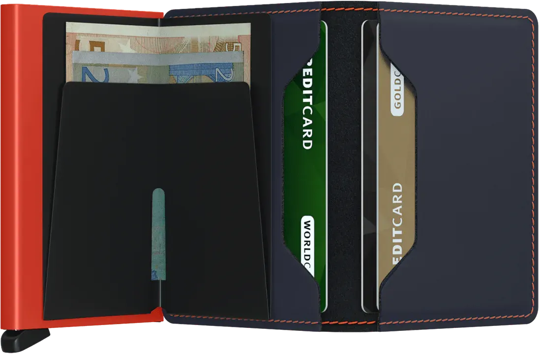 Secrid Slim Wallet - Matte Night Blue & Orange