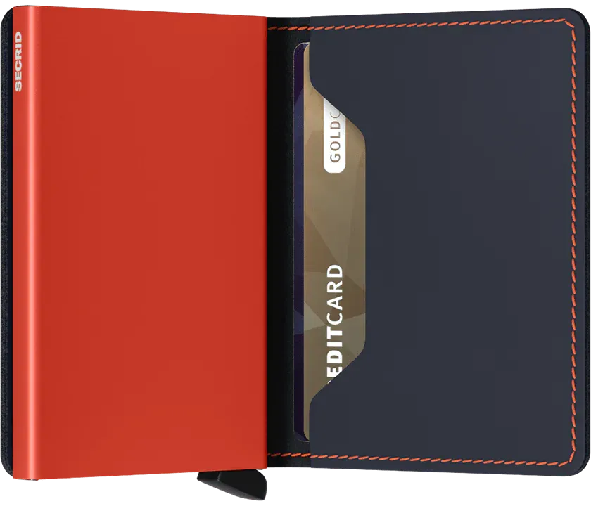 Secrid Slim Wallet - Matte Night Blue & Orange