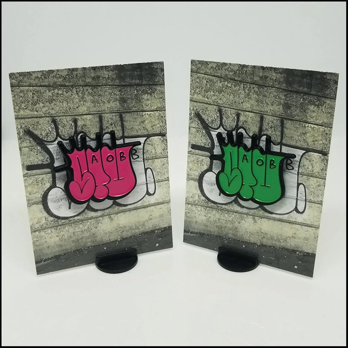 Stu Lime Green & Pink Throwie - Enamel Pin Set